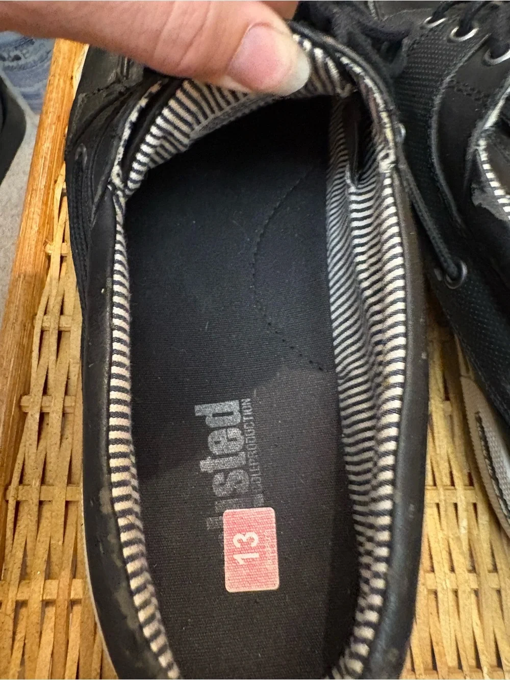 Unlisted Black Men's Lace-Up Boat Shoes with White Sole